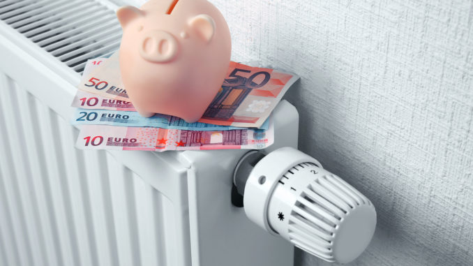 Heating battery with piggy bank on it